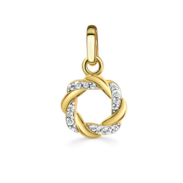 Anhänger Silber 925 vergoldet - 16 Zirkonia - Ø 8,5mm