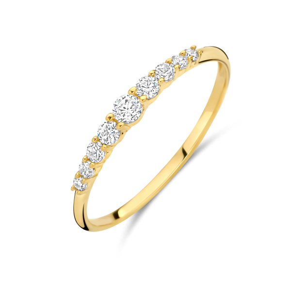 Damenring Gold 585 - 9 Zirkonia - Abgestufte Steine