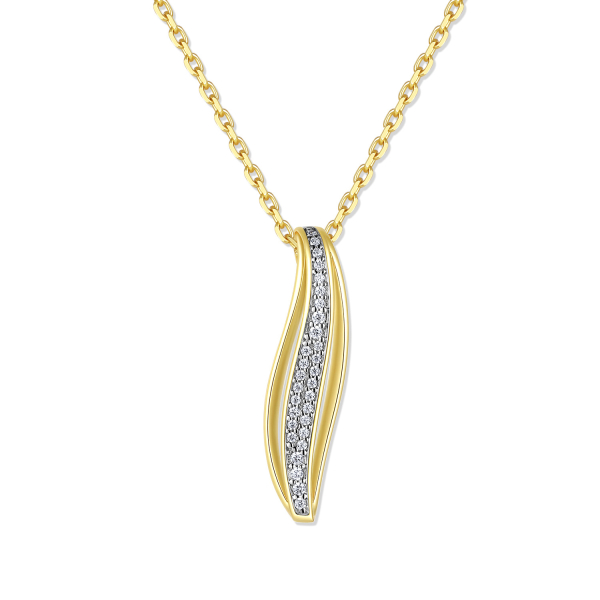 Collier Anhänger Zirkonia Silber 925 vergoldet - Anhänger 22x5,5mm