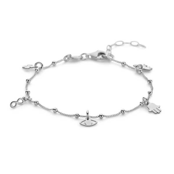 Armband Glück Stärke Leben Silber 925 rhodiniert - 5 Anhänger