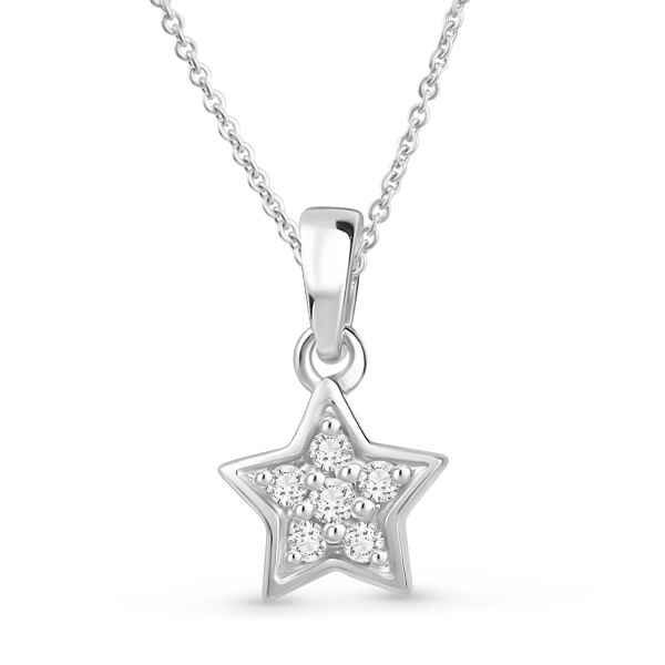 Anhänger Stern Silber 925 rhodiniert - 6 Zirkonia