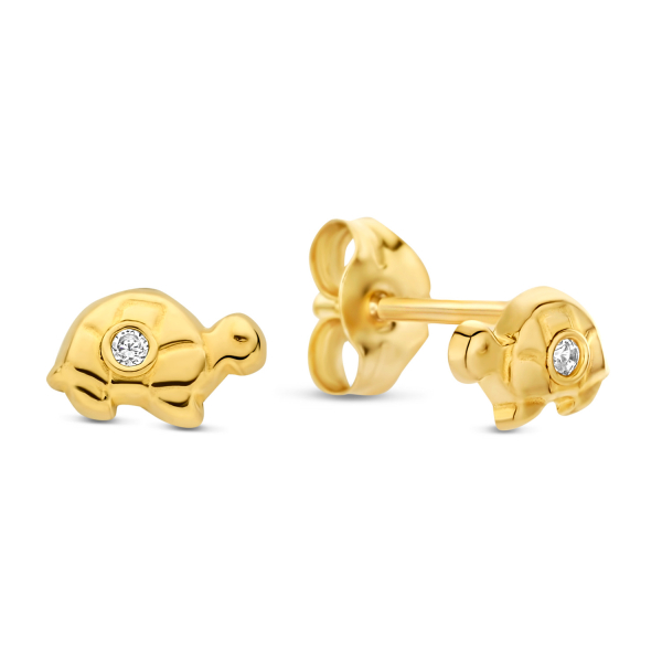 Ohrstecker Schildkröte Gold 585 - Zirkonia - 5,9mm