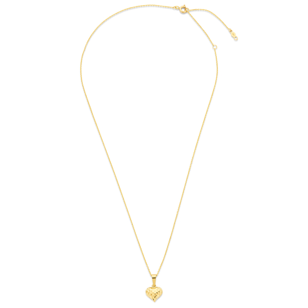 Collier Herzanhänger diamantiert Gold 585 - Vorderseite diamantiert, Rückseite hochglanz - Bild 2