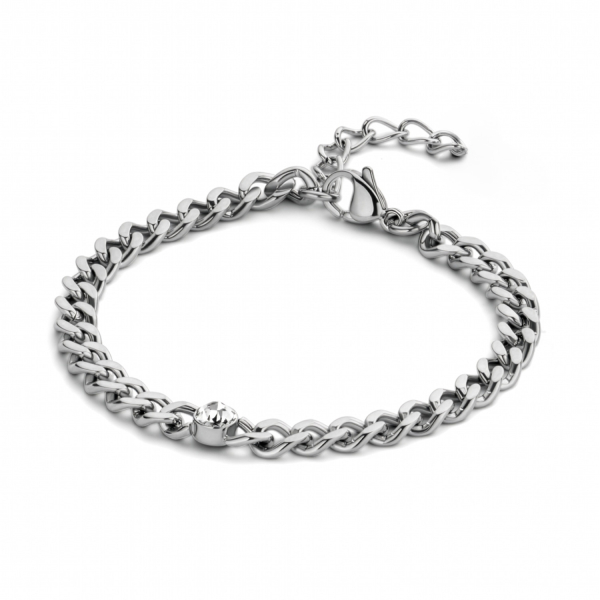Panzerarmband mit Zirkonia Edelstahl - weit - 5mm breit - 16+3cm