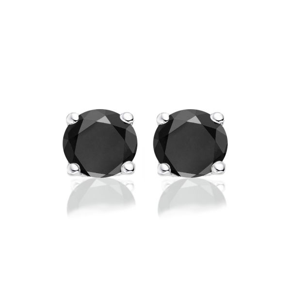 Ohrstecker mit Zirkonia schwarz Silber 925 rhodiniert - Ø 6mm
