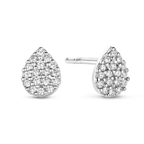 Ohrstecker Tropfen Silber 925 rhodiniert - 34 Zirkonia