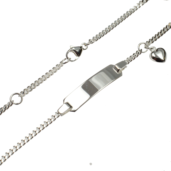 ID-Schildarmband Silber 925 - Herzeinhänger