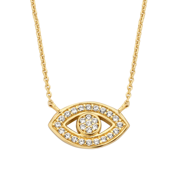 Collier mit Auge Silber 925 vergoldet - 27 Zirkonia