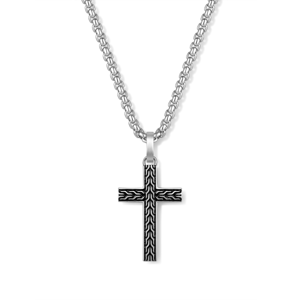 Frank 1967 Halskette mit Kreuzanhänger Edelstahl IPS - Venezianerkette 60,0cm