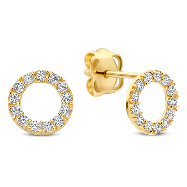 Ohrstecker Circle mit 26 Zirkonia Gold 585 - Ø 5,70mm