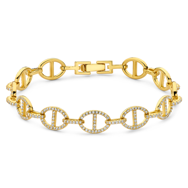 Armband Zirkonia Silber 925 vergoldet - Hakenverschluss 8,7mm