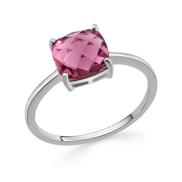 Damenring Silber 925 rhodiniert - Amethystfarbenes Kristallglas