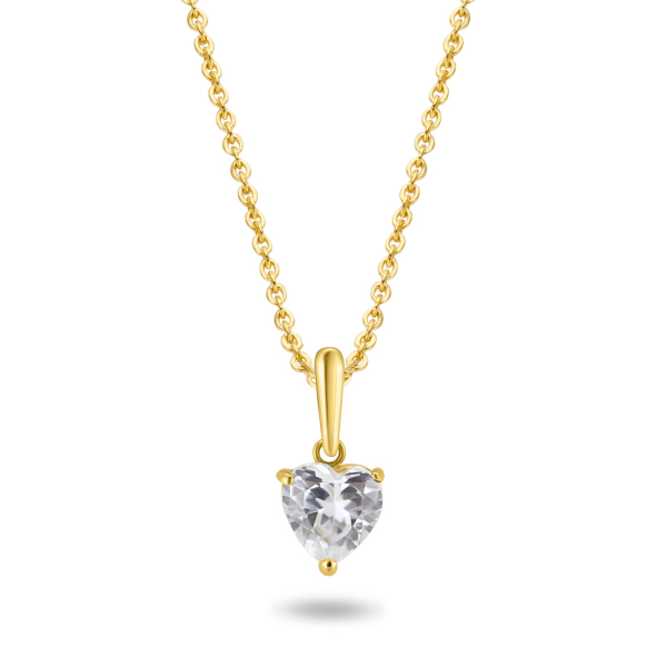 Collier mit Anhänger Herz Zirkonia Gold 585 - Herz 6,6x6,3mm