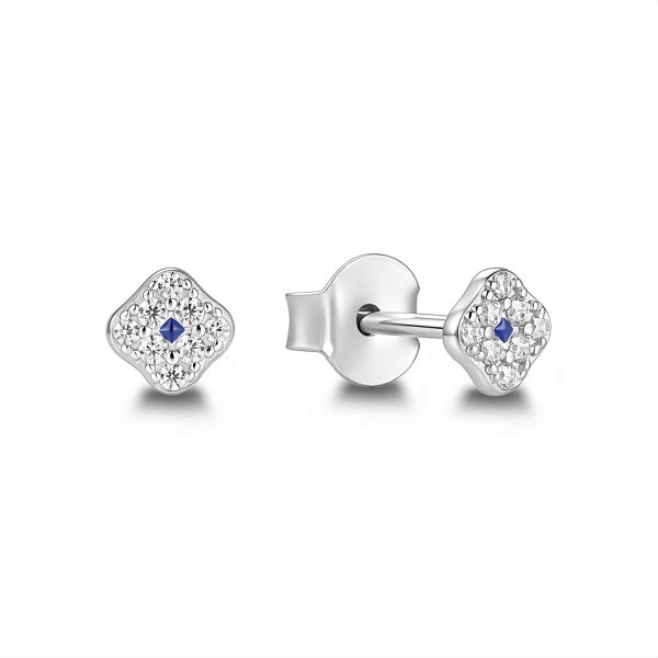 Ohrstecker Silber 925 mit 16 Zirkonia - blauer Mittelpunkt - vergoldet oder rhodiniert - 3,5mm - Bild 2