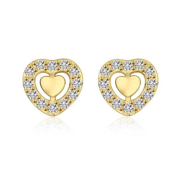 Lovebird Ohrstecker Herz Silber 925 vergoldet - 24 Zirkonia