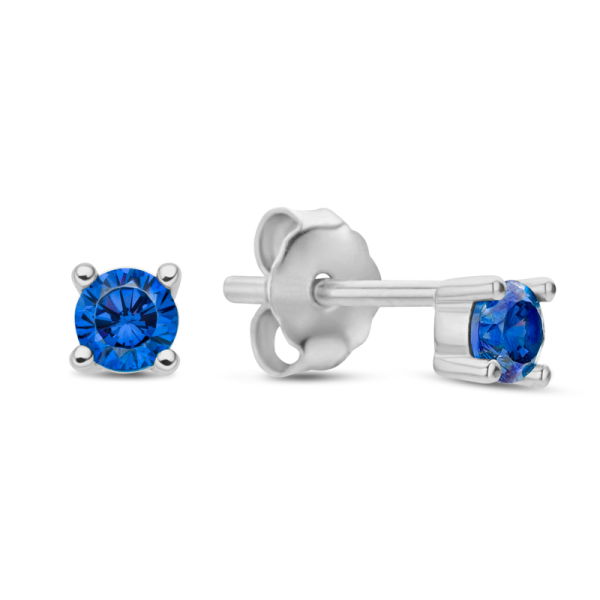 Ohrstecker mit Zirkonia Saphirblau Silber 925 rhodiniert - Ø 3mm