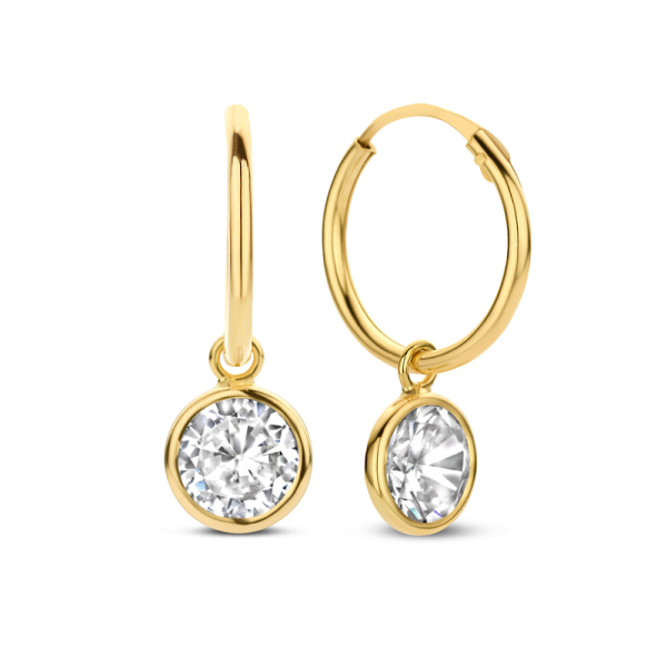 Creolen Gold 585 - 12mm - Zirkonia 6mm