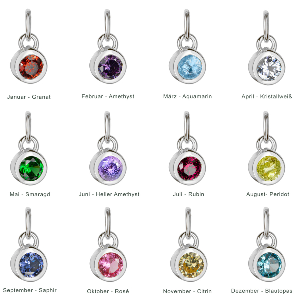 Anhänger Monatssteine Silber 925 rhodiniert - Zirkonia 3mm