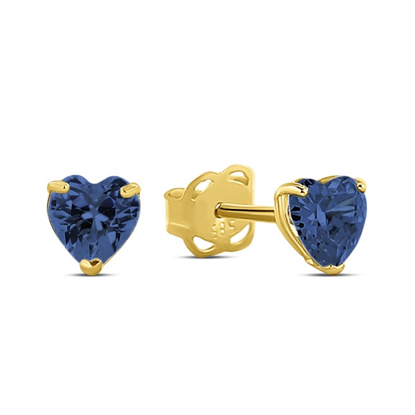 Ohrstecker Herz Gold 585 - Zirkonia blau - 4x4mm