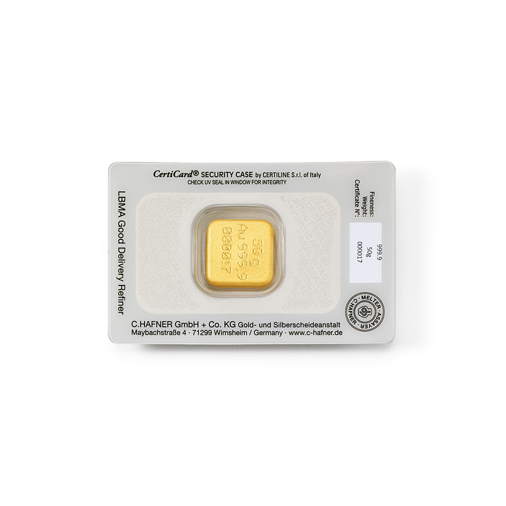 Goldbarren C. Hafner 50g - Feingold 999,9 - Gussbarren Neuware - Bild 3