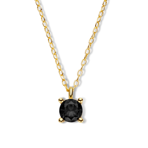 Collier mit Zirkonia schwarz Silber 925 vergoldet - Ø 5mm - 40+5cm