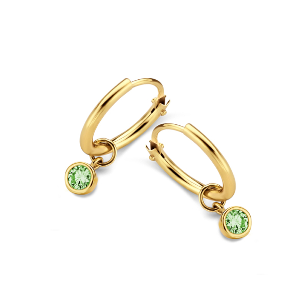 Creolen Gold 585 - 11mm - Zirkonia Peridot 3mm