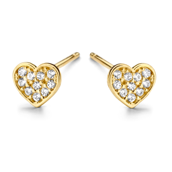 Ohrstecker Herz Gold 585 - 20 Zirkonia - 4,8x4,3mm