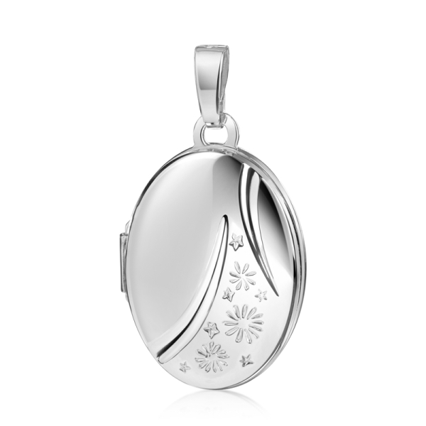 Medaillon oval Silber 925 - 14x18mm - Gemustert
