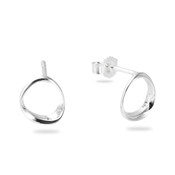 Ohrstecker Organic Style Silber 925 rhodiniert - Hochglanz - 8,9x8,6x2,2mm