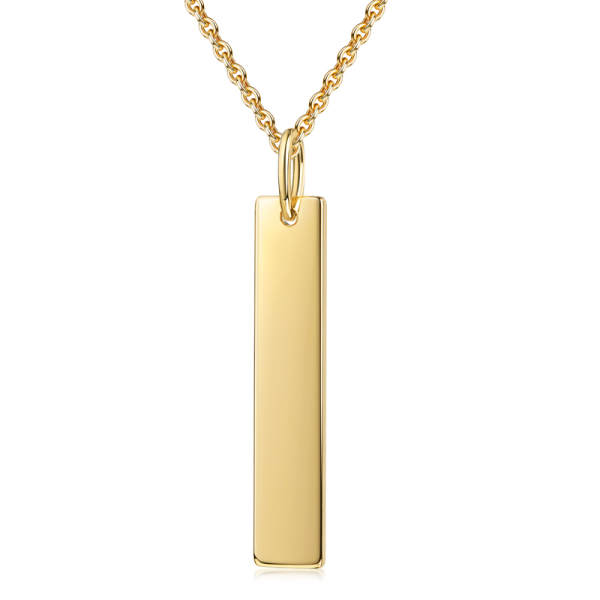 Collier mit Gravuranhänger Silber 925 vergoldet - Anhänger 30x6mm