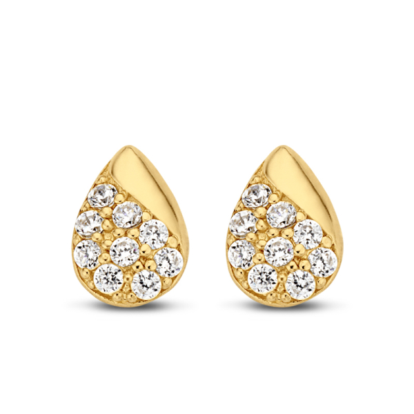 Ohrstecker Tropfen Gold 585 - 18 Zirkonia - 4x6mm