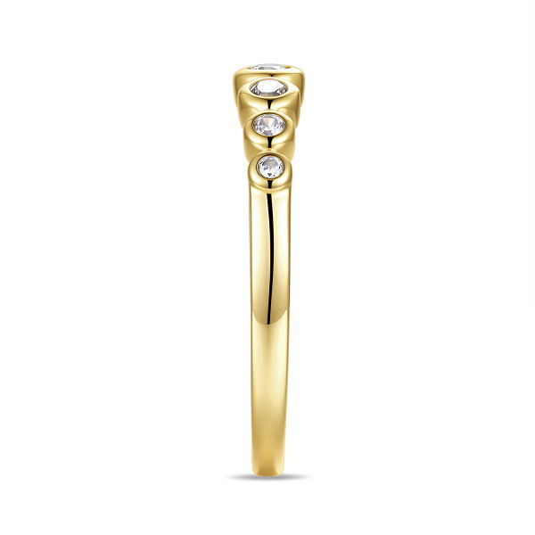 Damenring Silber 925 vergoldet mit 7 Zirkonia - Goldring Optik - Bild 2