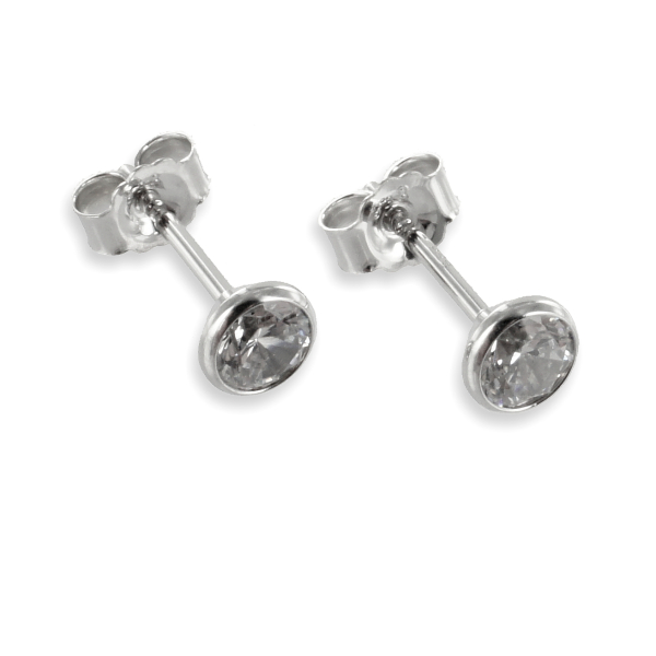 Ohrstecker mit Zirkonia 4mm Weißgold 333