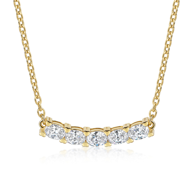 Collier Silber 925 vergoldet mit 5 Zirkonia - 42/45cm - Recyceltes Silber