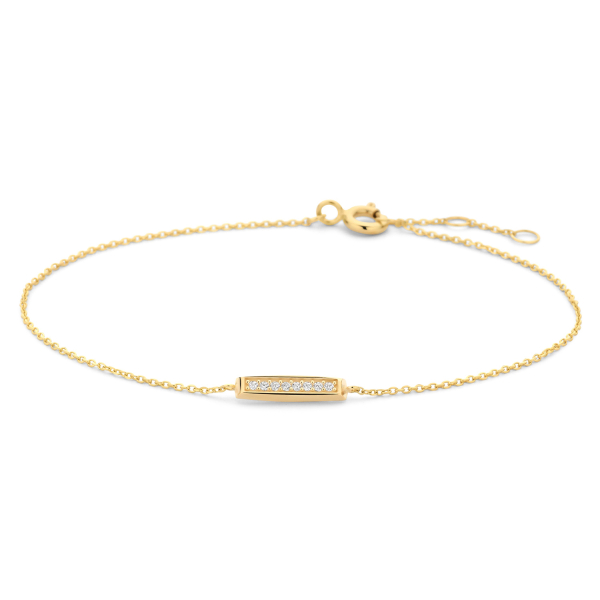 Armband Barren Gold 585 - 8 Zirkonia - Ankerkette