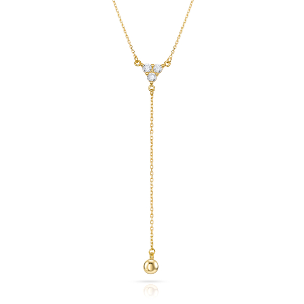 Y-Collier Gold 333 - 3 Zirkonia und Kugel