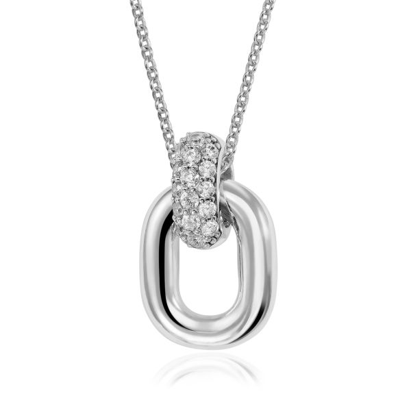 Anhänger Silber 925 rhodiniert - 16 Zirkonia - 11x17mm