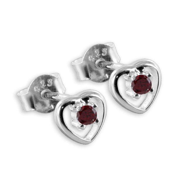 Ohrstecker Herz Kristall rot Silber 925