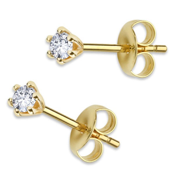 Lovebird Ohrstecker Gelbgold 585 - Brillant 0,10 ct - 6 Stotzen Fassung