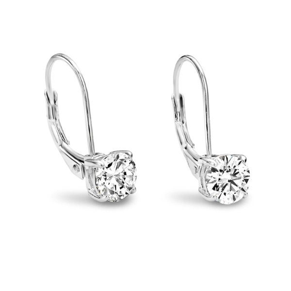 Ohrhänger Zirkonia 6mm Silber 925 rhodiniert