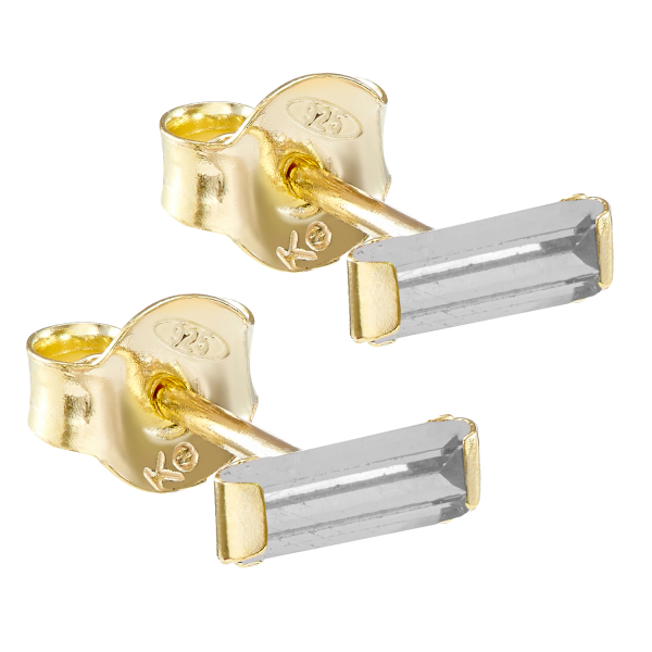 Ohrstecker mit Zirkonia weiß Silber 925 vergoldet - 7x3mm