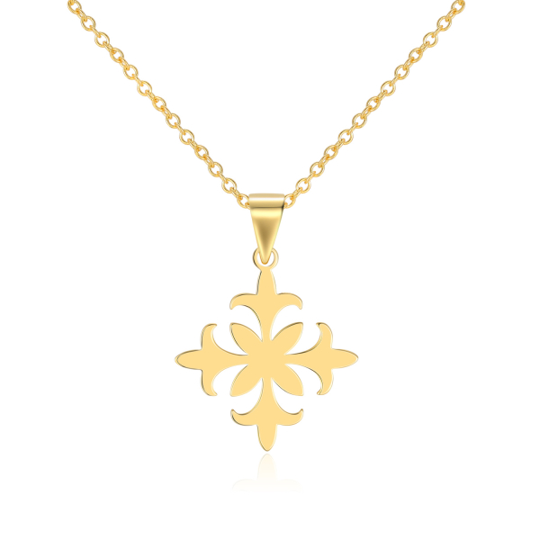 Halskette mit Anhänger Fleur de Lis Kreuz Silber 925 vergoldet