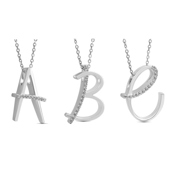 Buchstabenanhänger mit Zirkonia Silber 925 rhodiniert - 10x15mm - Bild 2
