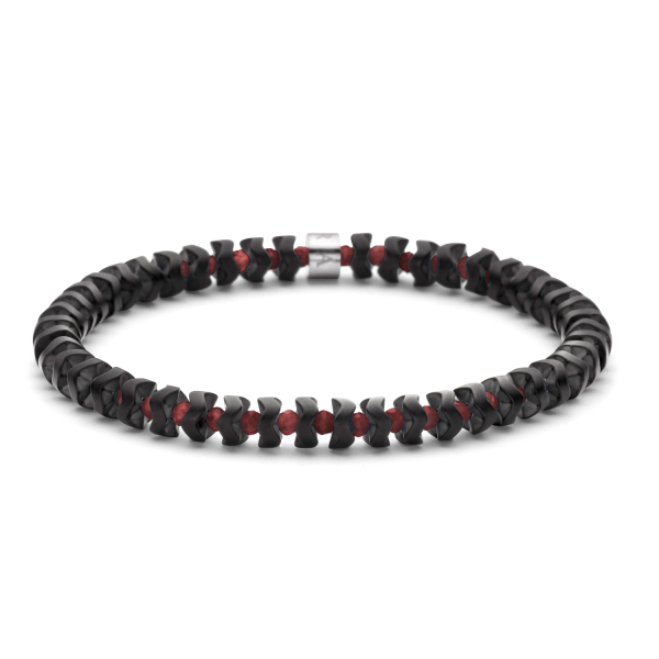 Frank 1967 Armband Edelstahl IPS - Roter Granat und Hämatit 6mm