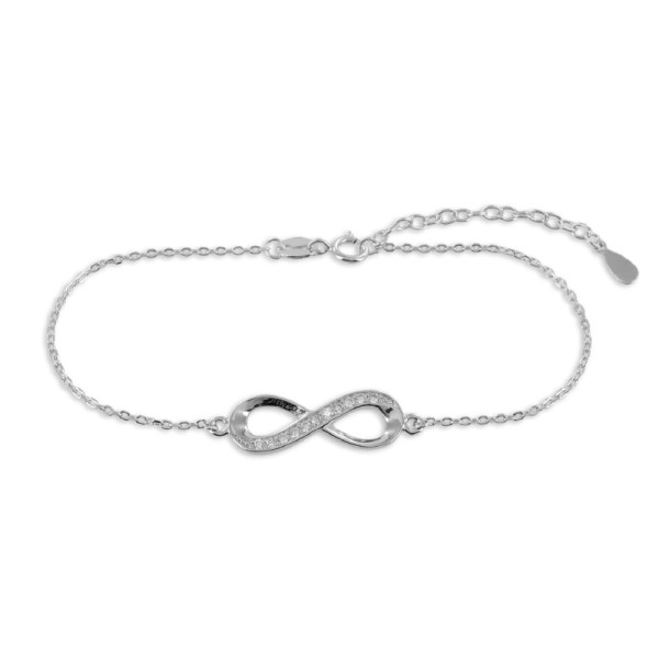 Armband Infinity Silber 925 rhodiniert - 11 Zirkonia - 21x7,5mm