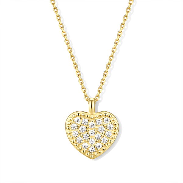 Herz Collier Silber 925 mit 20 Zirkonia - vergoldet oder rhodiniert - 45cm