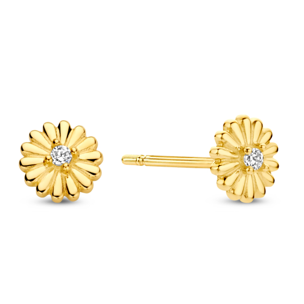 Ohrstecker Blume mit Zirkonia Gold 585 - Ø 4,7mm