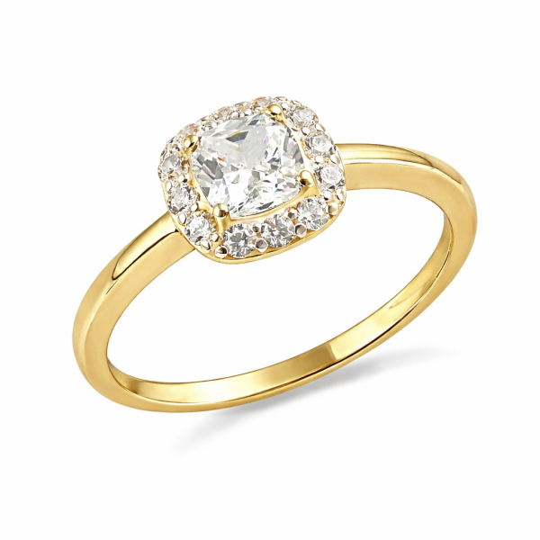 Ring Silber 925 vergoldet - 13 Zirkonia in Weiß