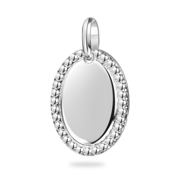 Anhänger Gravurplatte oval Silber 925 - Kugelrand