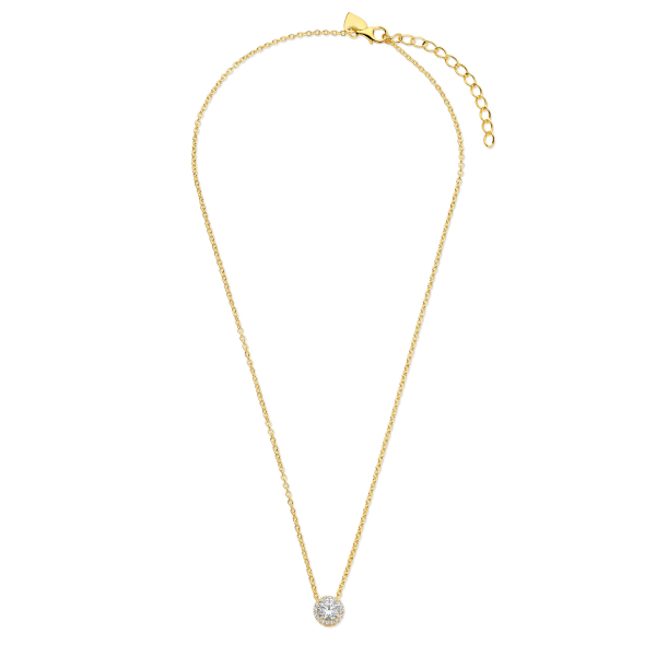 Collier Silber 925 vergoldet - Anhänger 17 Zirkonia - Ø 8mm - Bild 2